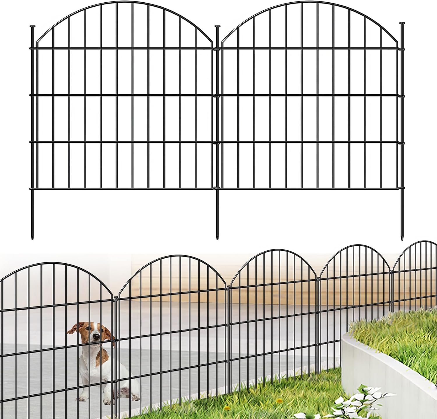 Metal Garden Fence 28in x 11.7ft, Rustproof Dog Barrier Panels