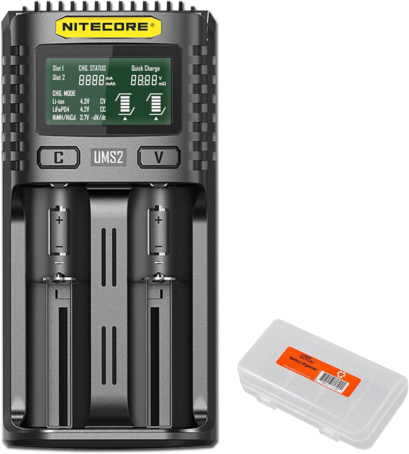Nitecore UMS2 Dual-Slot Charger & Battery Organizer