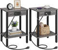 VIMBER Set of 2 End Tables with Charging Station and USB Ports