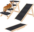 Dog Stairs Ramp for Bed - Convertible Wooden 4-Step Ladder