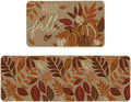 Vintage Maple Leaves Pumpkin Fall Kitchen Mats Set of 2 - Low-Profile