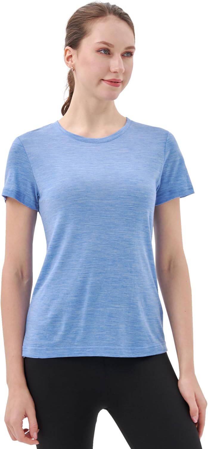 Merino Wool T Shirts for Women - Lightweight Odor Resistant Tee