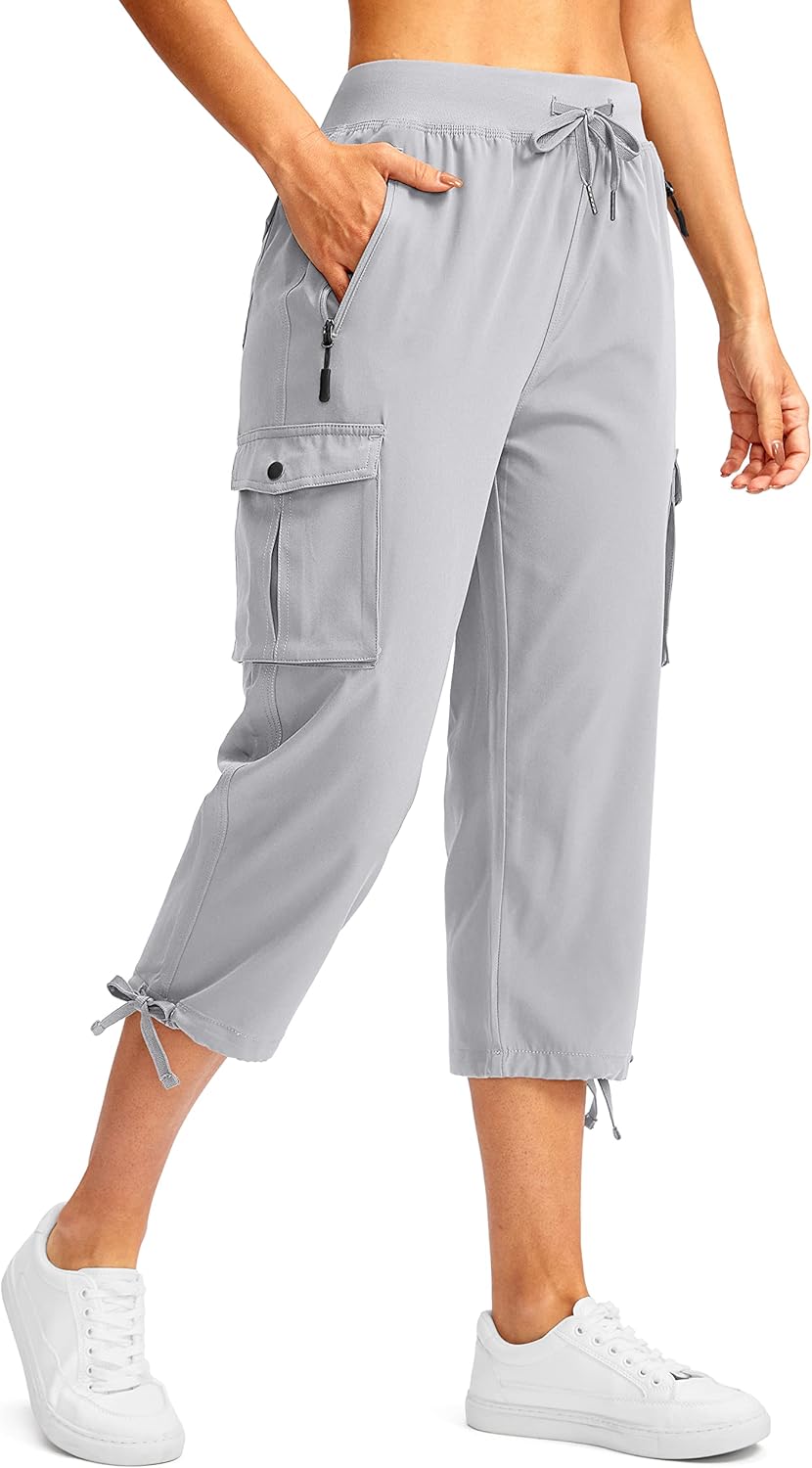 Soothfeel Women's Cargo Capris Pants for Hiking and Travel