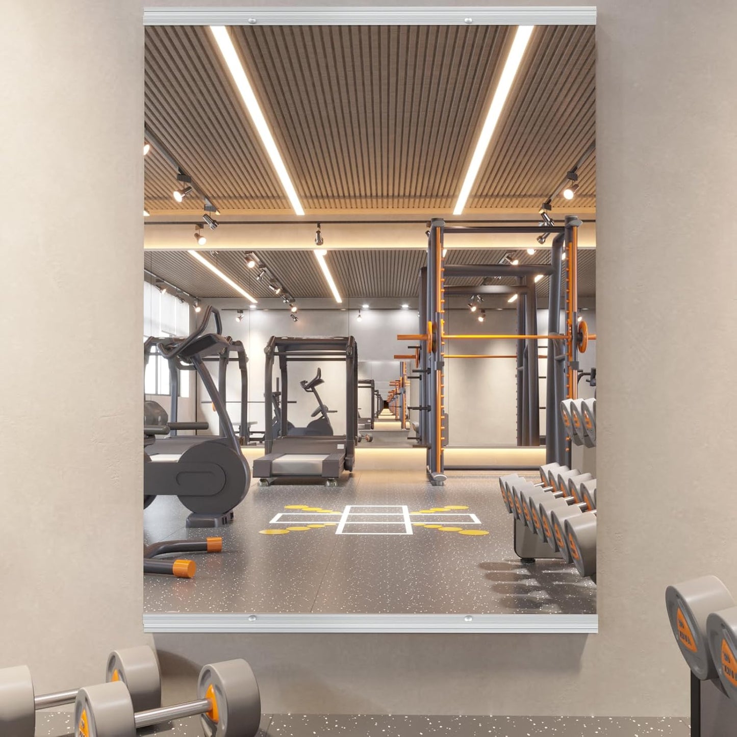 Home Gym Mirror 63X28 Inch Frameless Tempered Glass Design