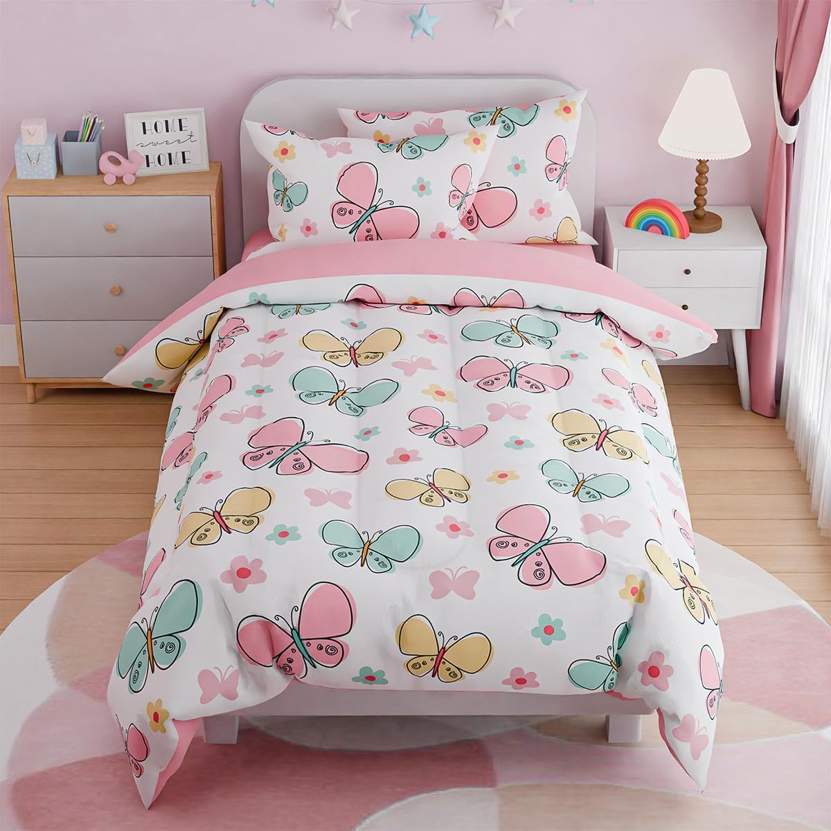 SANDJEST Butterfly Full Bedding Sets for Girls - Cozy Comfort