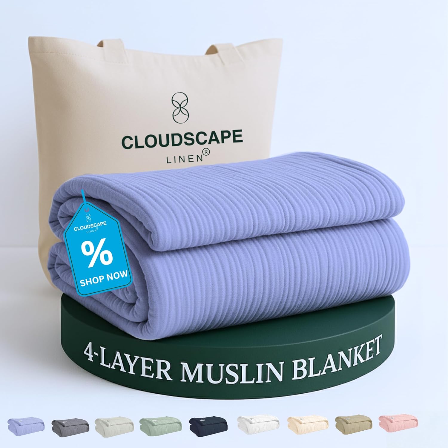 Cloud Scape Linen Oversized Muslin Blanket King Size Comfort