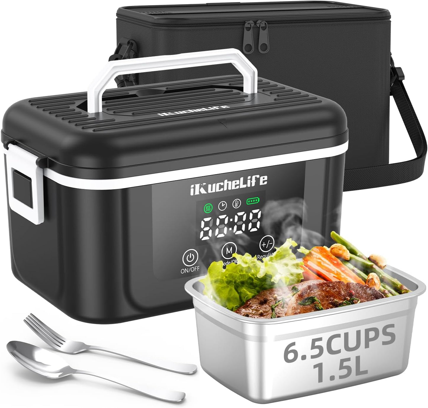 Heated Lunch Box with 18000mAh Battery for Work and Travel