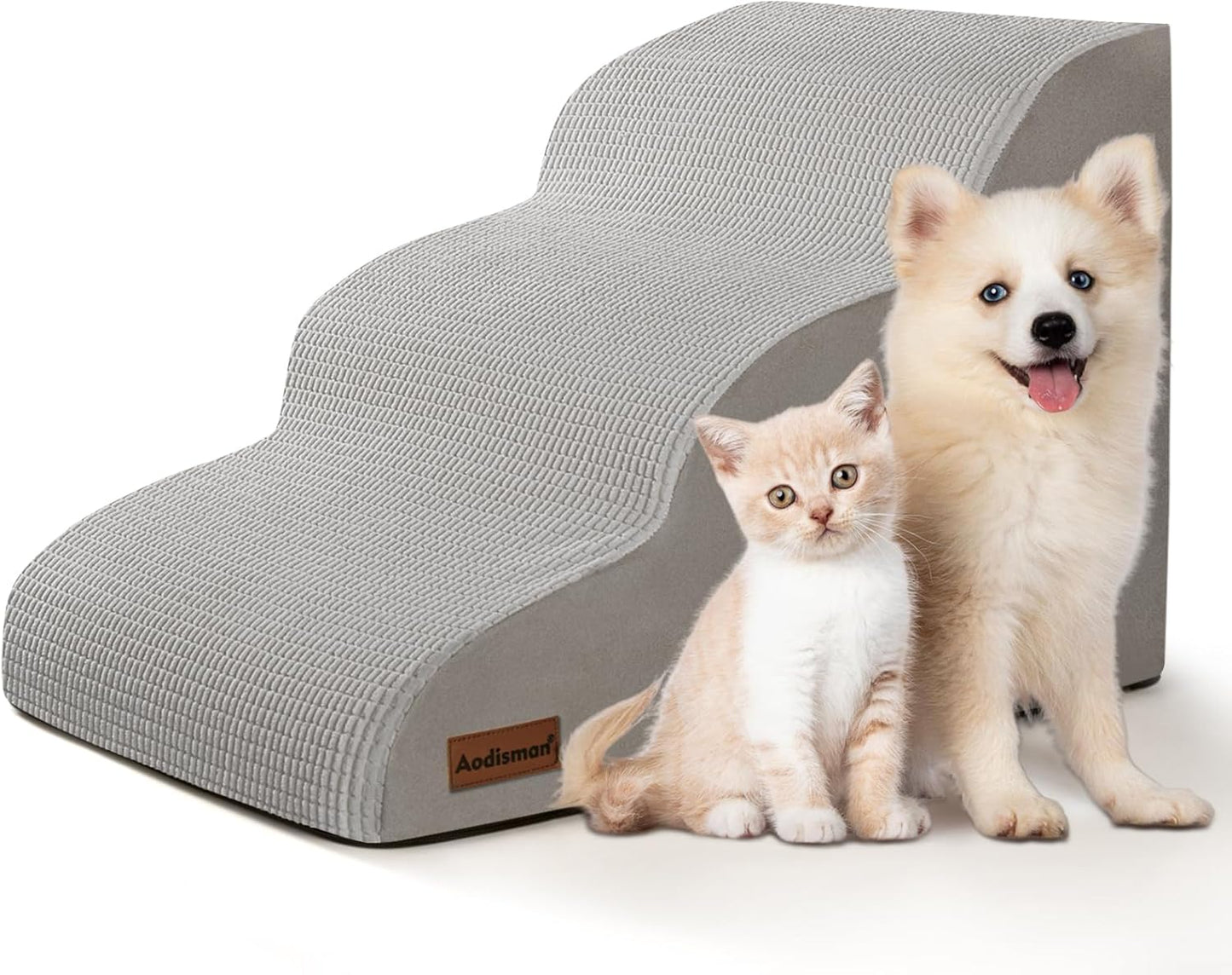 3-Step Dog Ramp and Stairs for Sofa and Chair - Light Grey