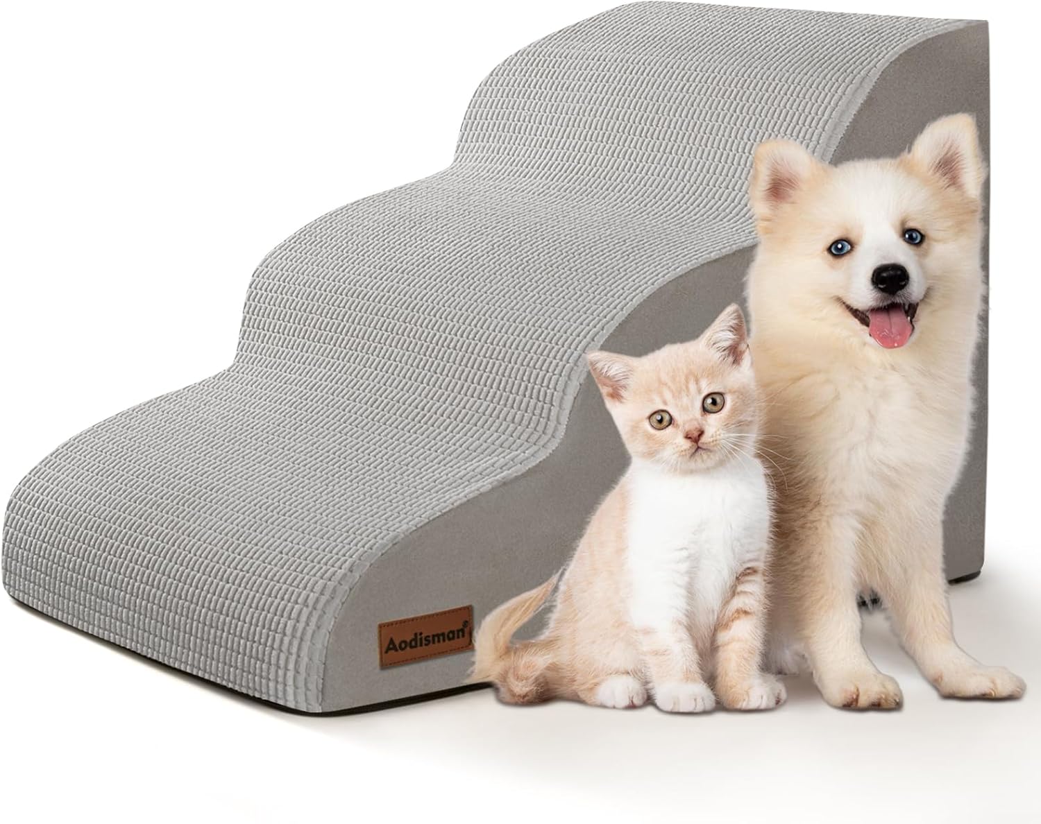3-Step Dog Ramp and Stairs for Sofa and Chair - Light Grey