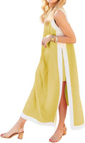 Women's Boho Color Block 2-Piece Maxi Dress Set - Soft Summer Staple