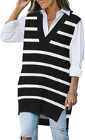 Viottiset Women's Oversized V Neck Knit Sweater Vest for Fashion