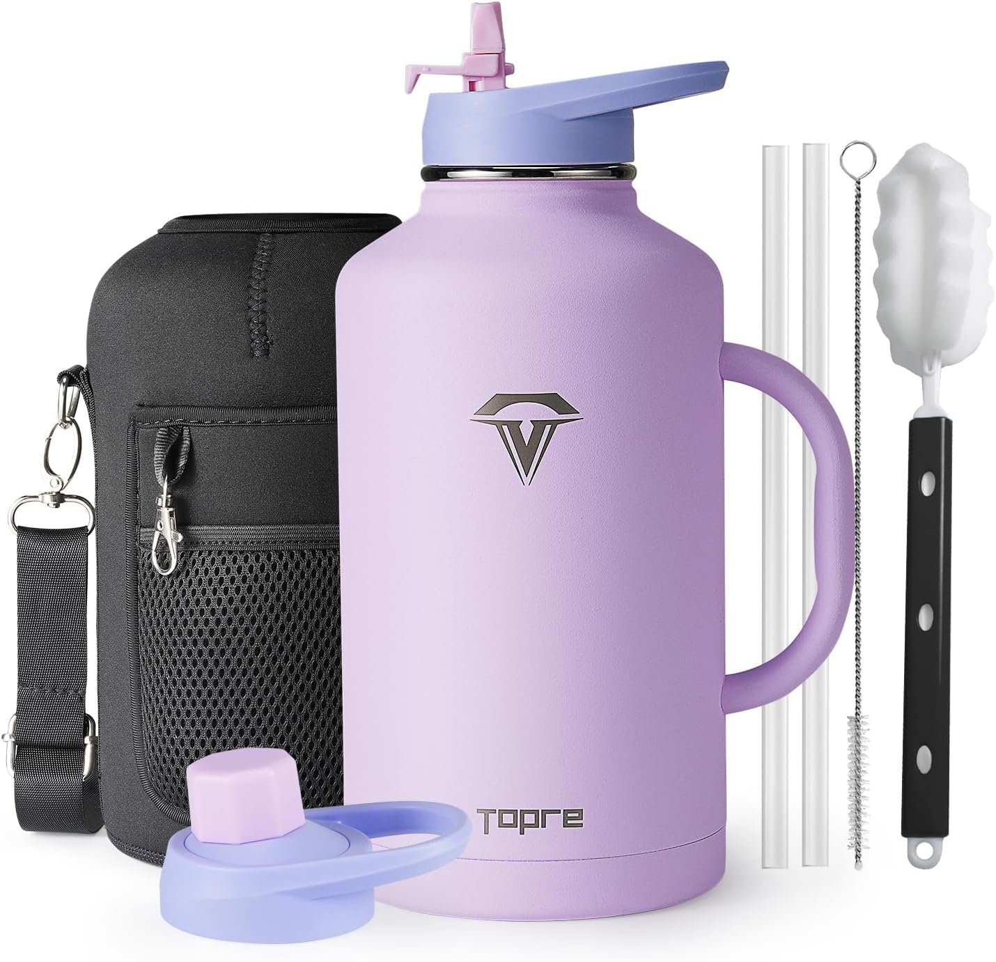64 oz Insulated Water Bottle with Handle and Carry Pouch