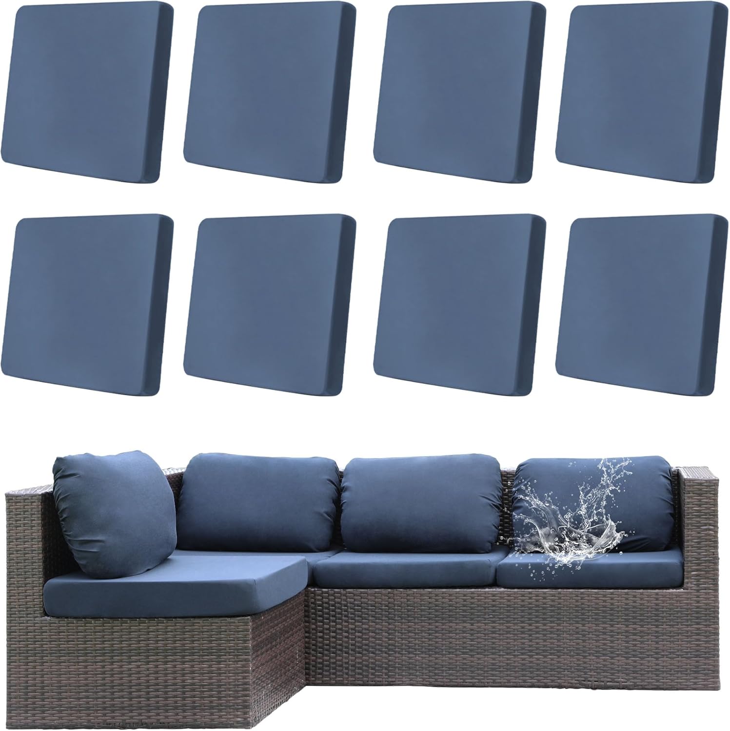 8Pcs Outdoor Cushion Covers Waterproof for Stylish Patios