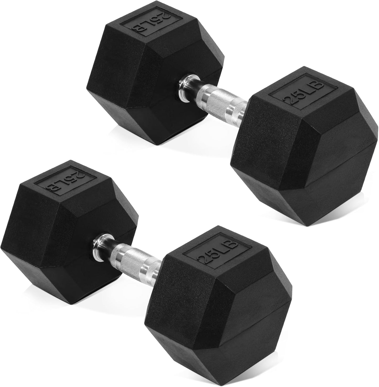 Rubber Encased Hex Dumbbell Set for Strength Training & Fitness