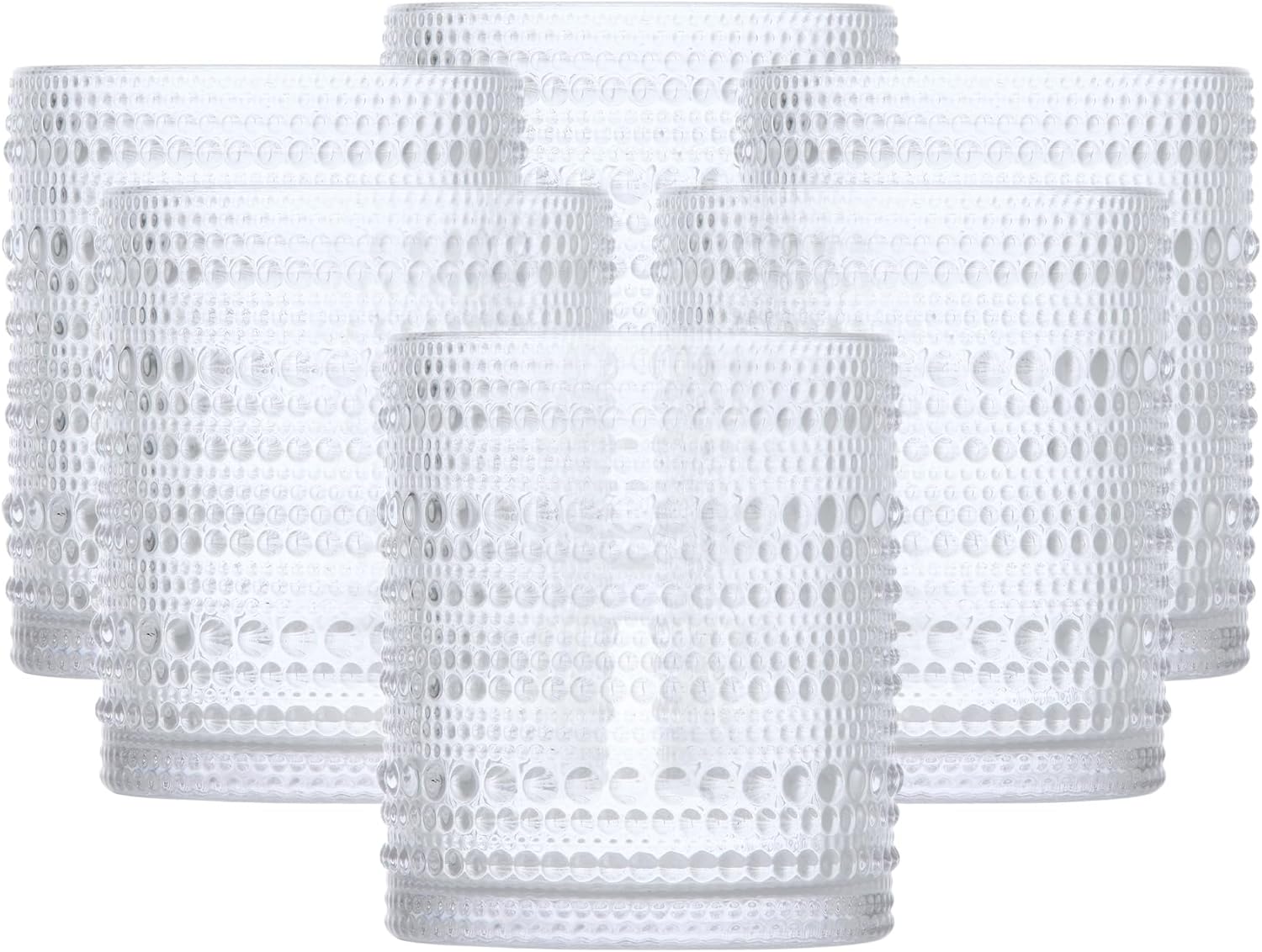 Fortessa Jupiter Beaded Hobnail Glass Set of 6 for Stylish Tables