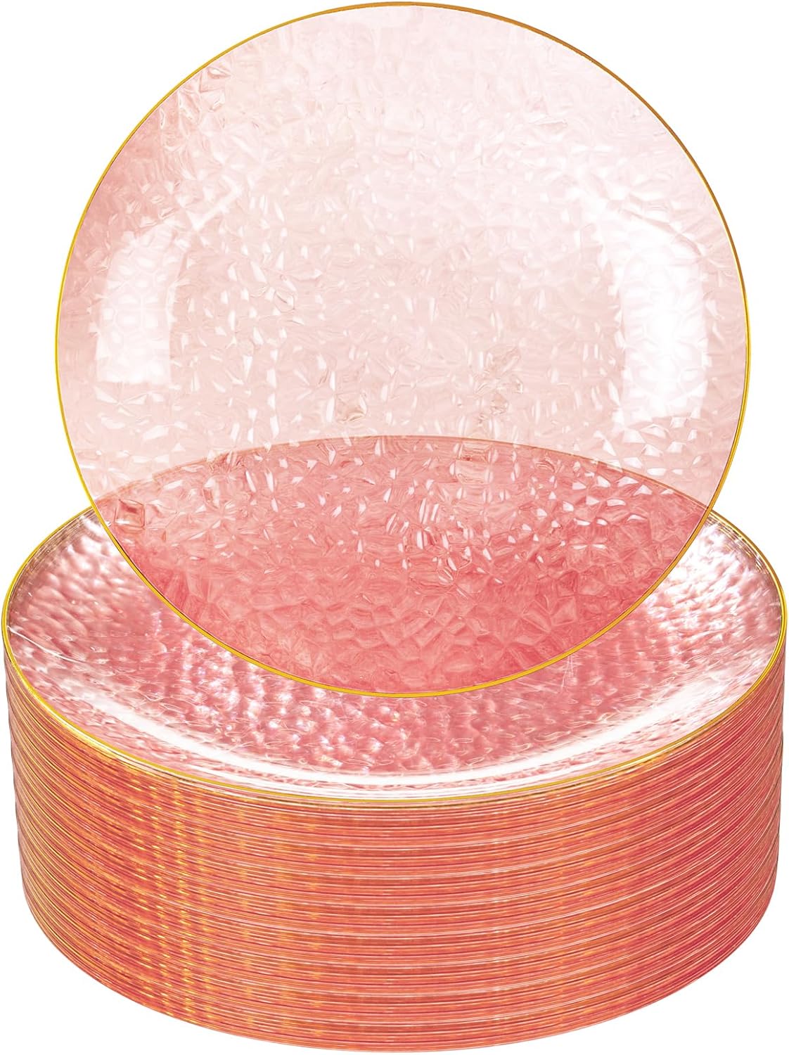 Elegant 60-Piece Pink Gold Plastic Plates for Any Occasion