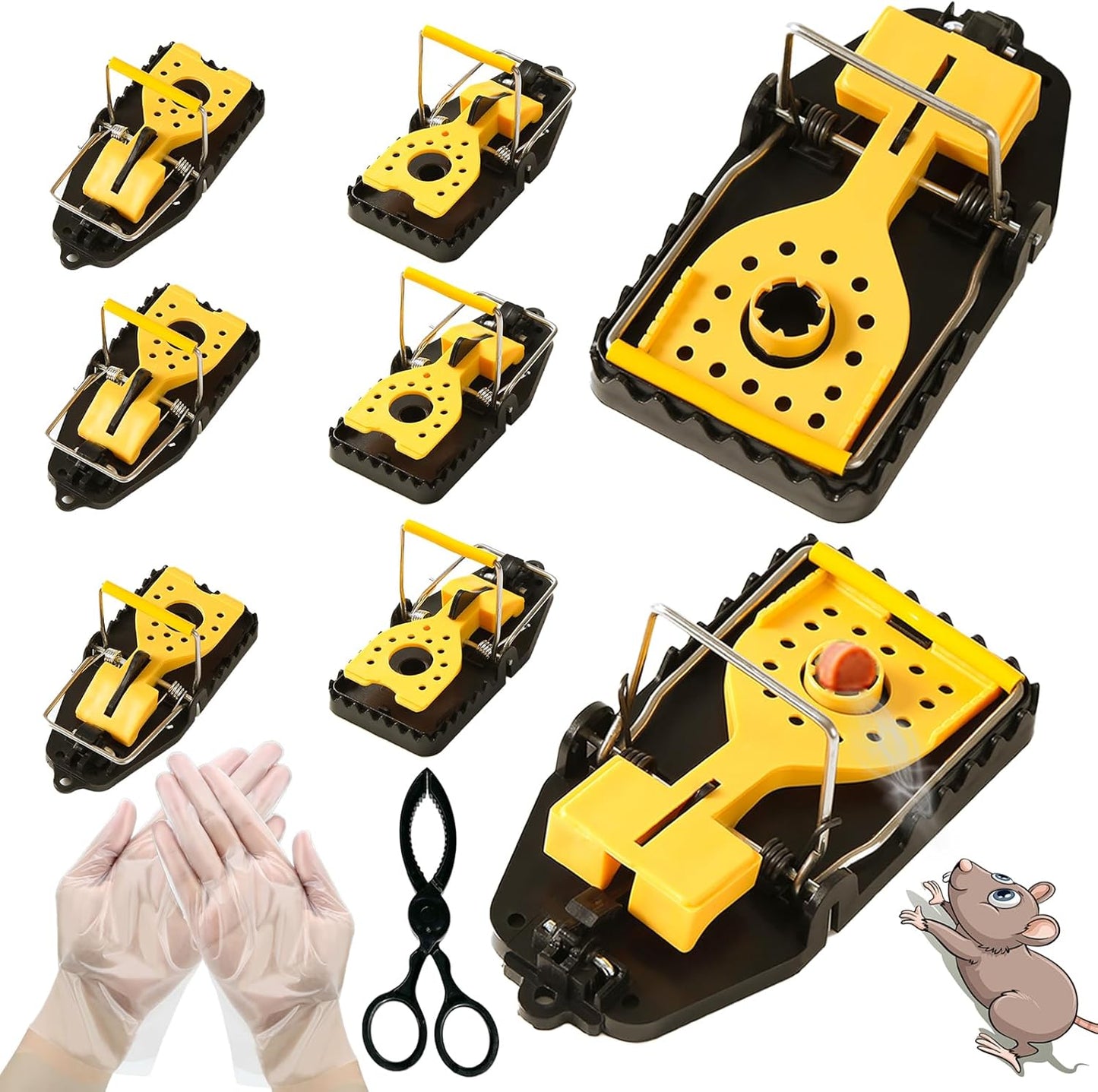 Quick & Effective Indoor Mouse Traps, Reusable Snap Traps - 9 set