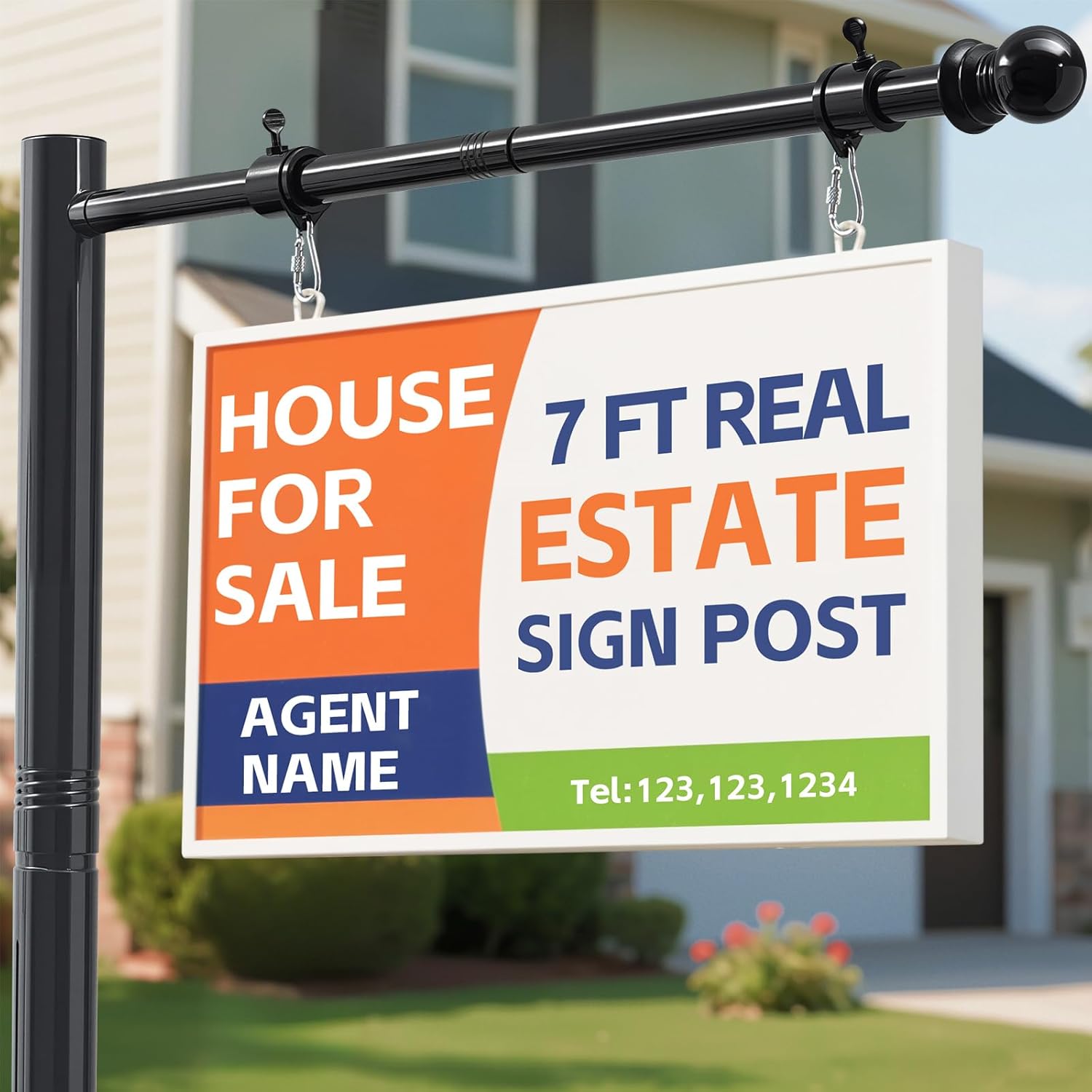 7FT Wind-Resistant Real Estate Sign Post for Outdoor Use