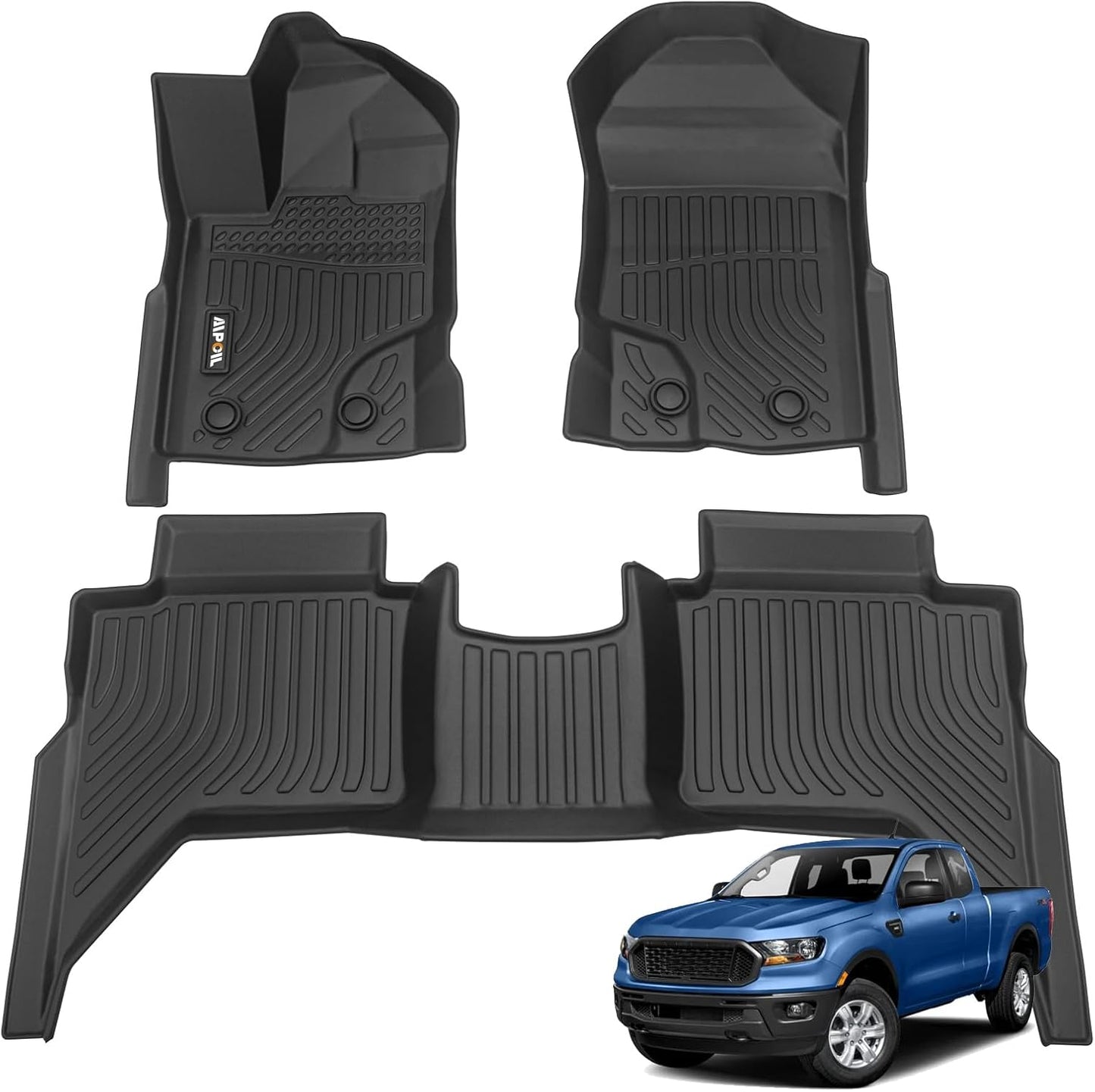 Custom Fit All Weather Floor Mats for 2019-2023 Ford Ranger
