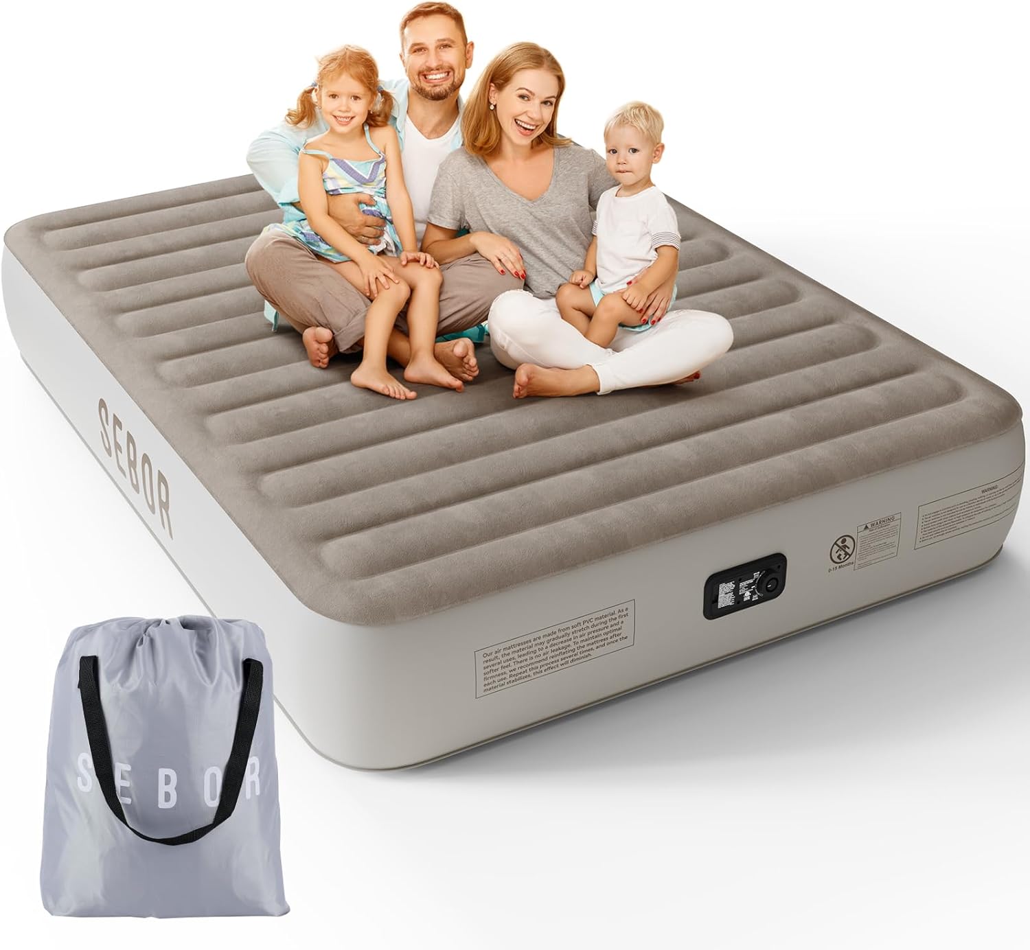 Queen Air Mattress with Built-in Pump for Home and Travel