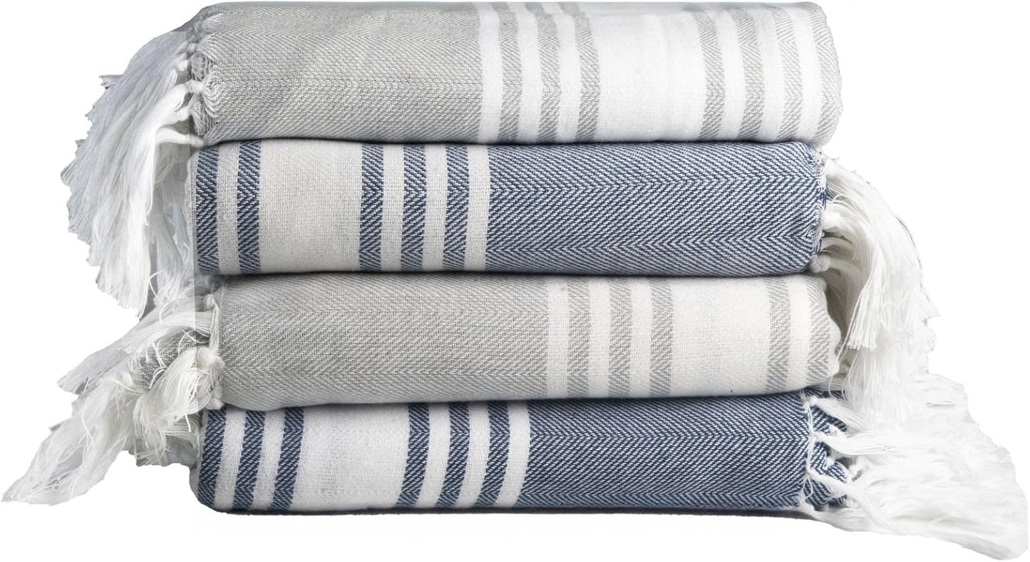 Salt Earth 100% Cotton Herringbone Weave Beach Towel Set of 4