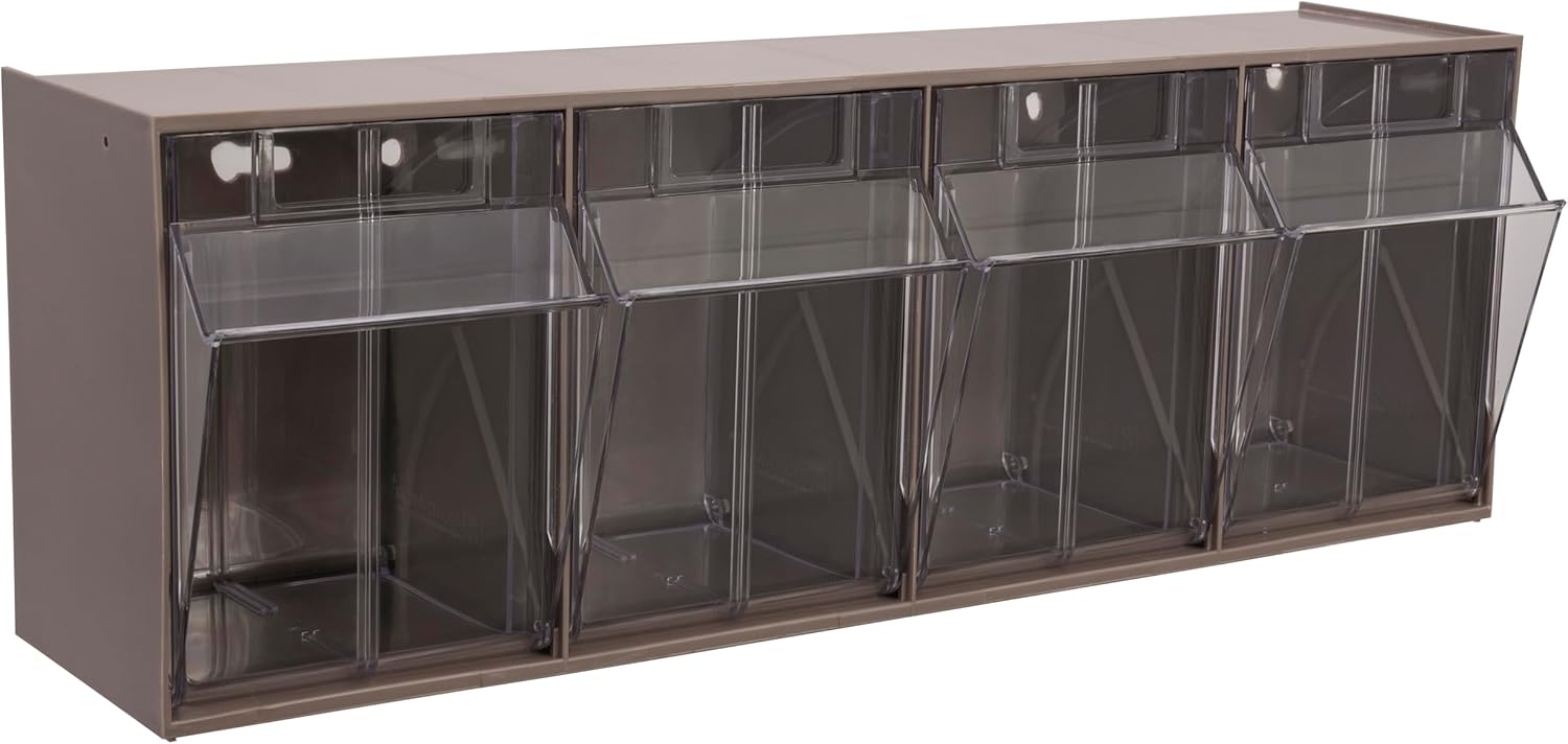 TiltView Plastic Storage Cabinet with 4 Tilt Out Bins for Organizing