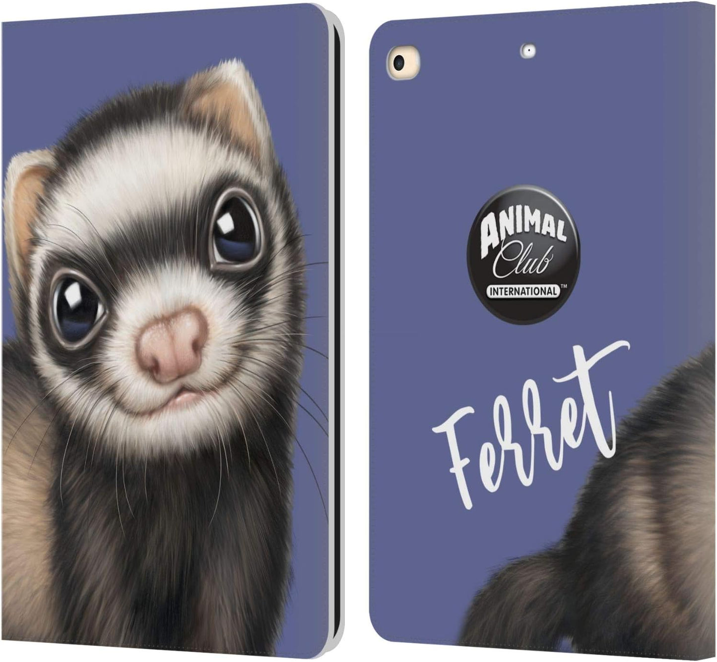 Animal Club International Ferret Faces Leather Wallet Case for iPad