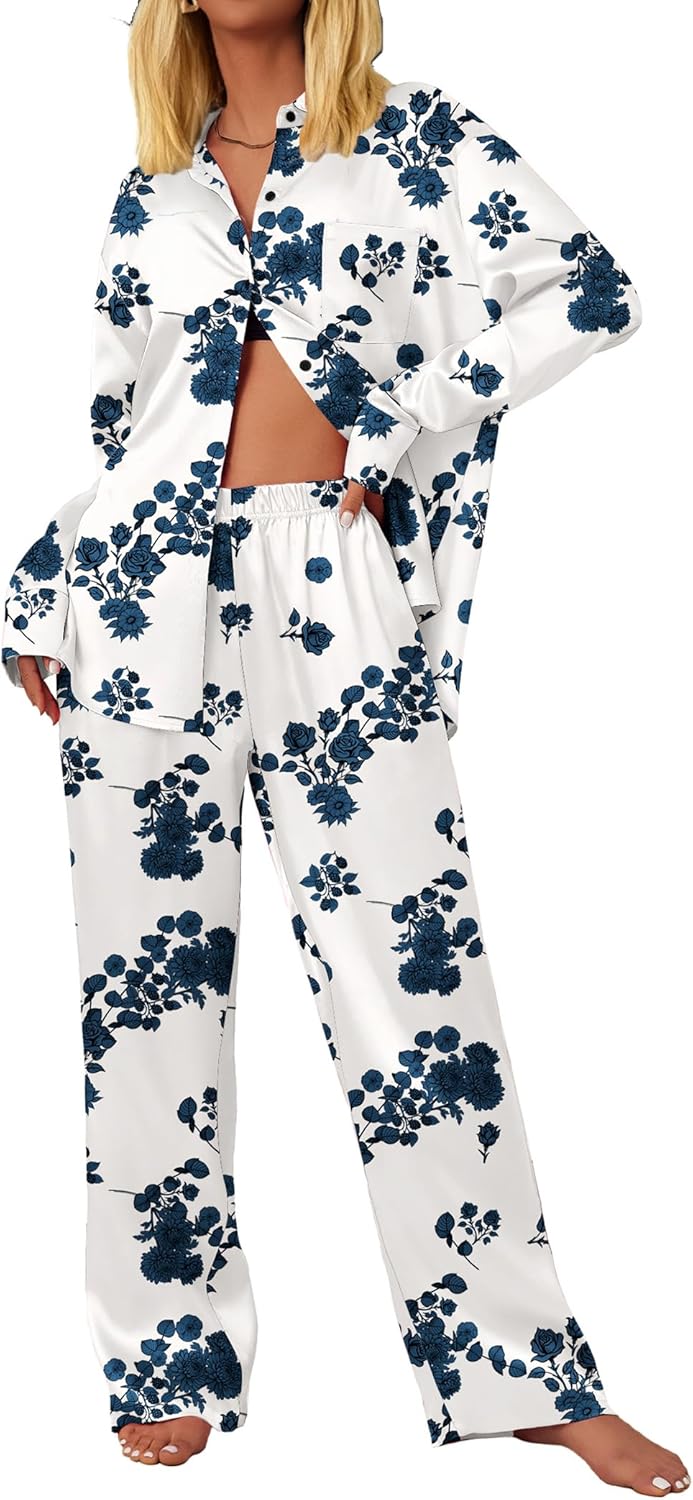Ekouaer Womens Satin Silky Pajama Set for Ultimate Comfort