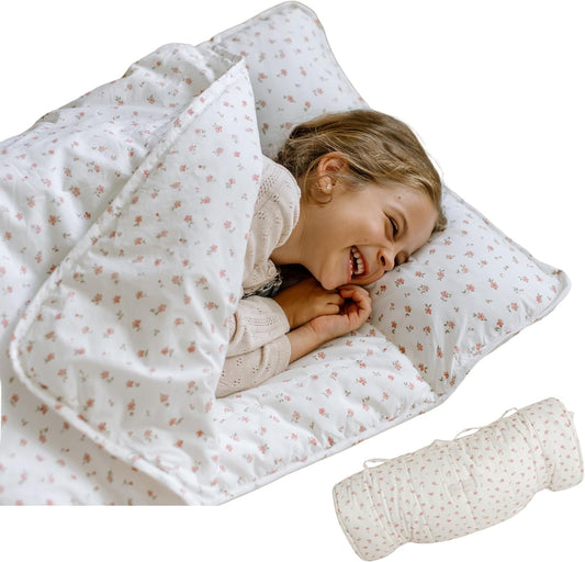Organic Toddler Nap Mat with Detachable Pillow for Comfort