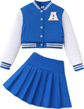 Girls 2 Piece Skirt Set Button Up Jacket and Pleated Mini (Style NLJB)