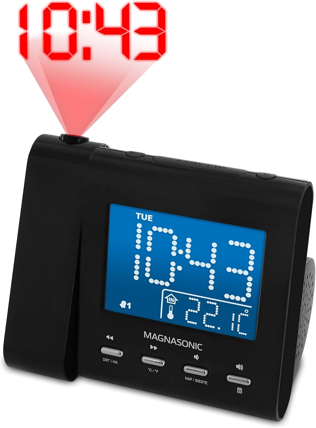 Magnasonic Projection Alarm Clock with AM/FM Radio Features