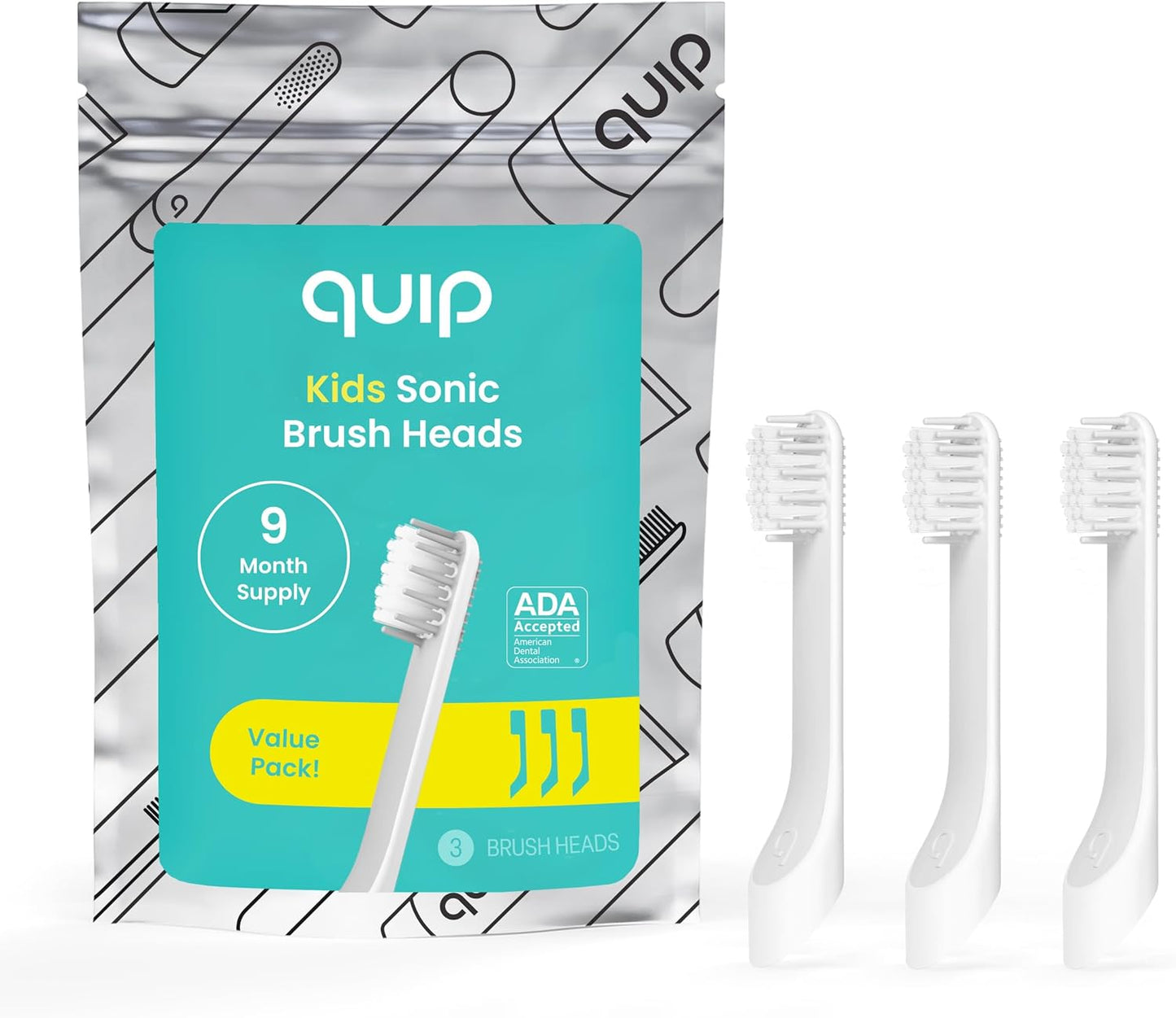 quip Sonic Toothbrush Replacement Heads for Kids - 3 Pack