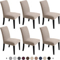 Chair Covers for Dining Room Light Khaki - Stretch 6-Pack Slipcovers
