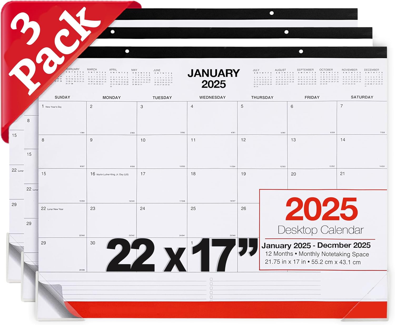 Manaloom 2025 Daily Wall Planner - Extra Large - Tear Off Design