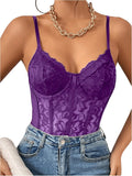Milumia Women's Sheer Mesh Lace Bodysuit Corset Top - Sexy Date Night