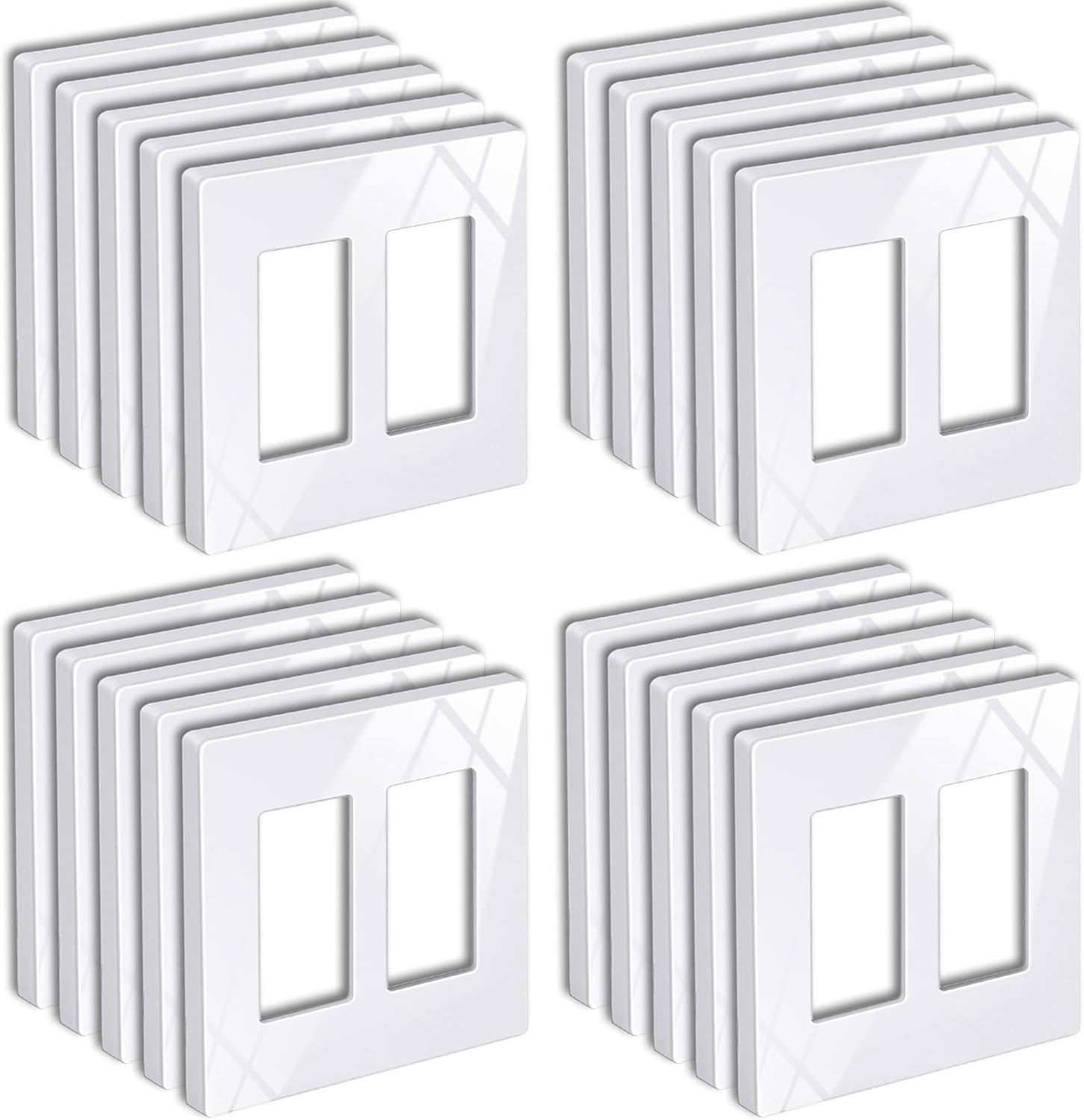 BESTTEN 20 Pack 2-Gang Screwless Wall Plate for Modern Homes
