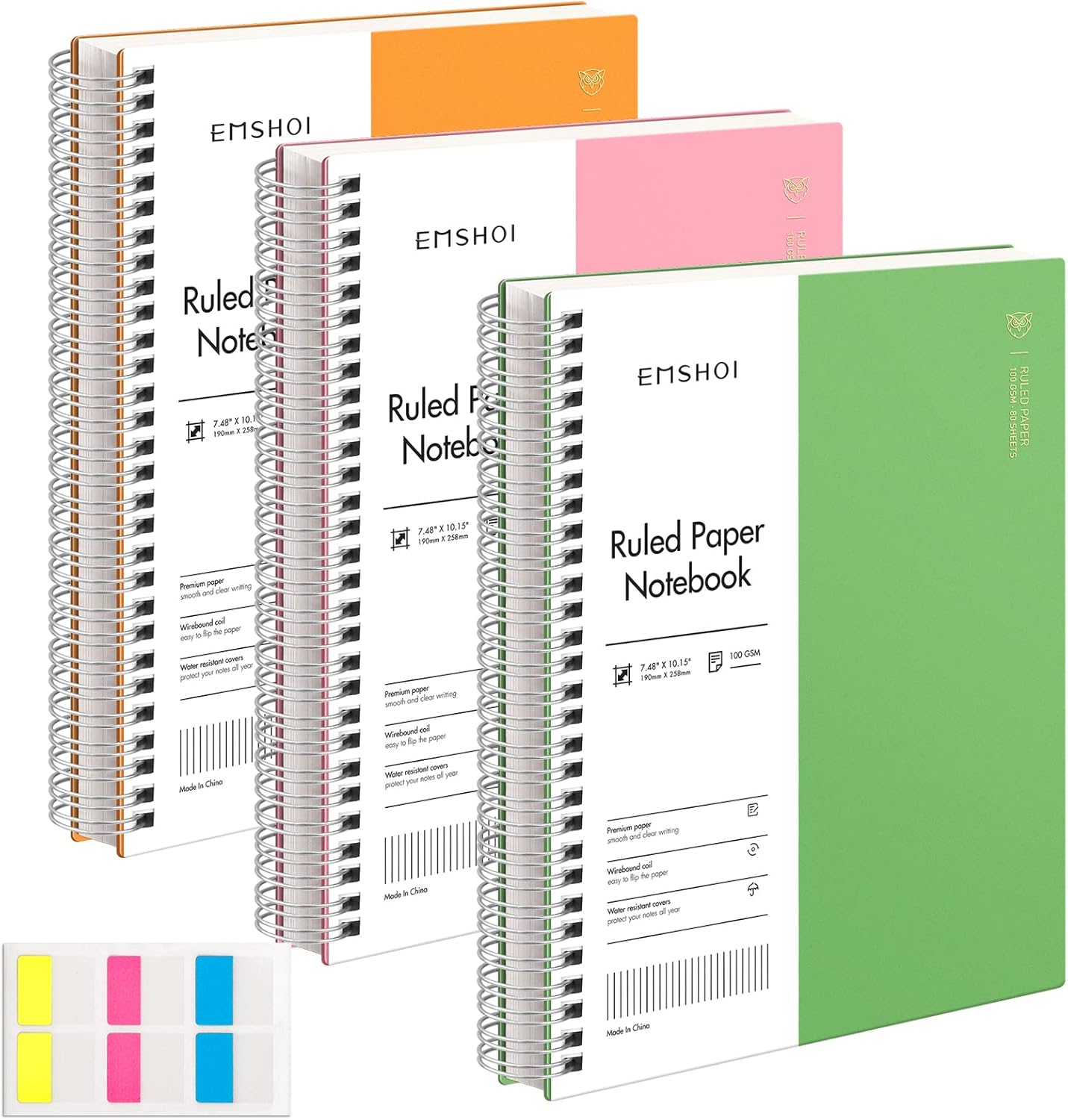 EMSHOI B5 College Ruled Notebook Set - 480 Pages, Thick Lined Journal