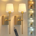 Battery-Operated Wall Sconces Set of 2 - Long-Life Rechargeable Gold