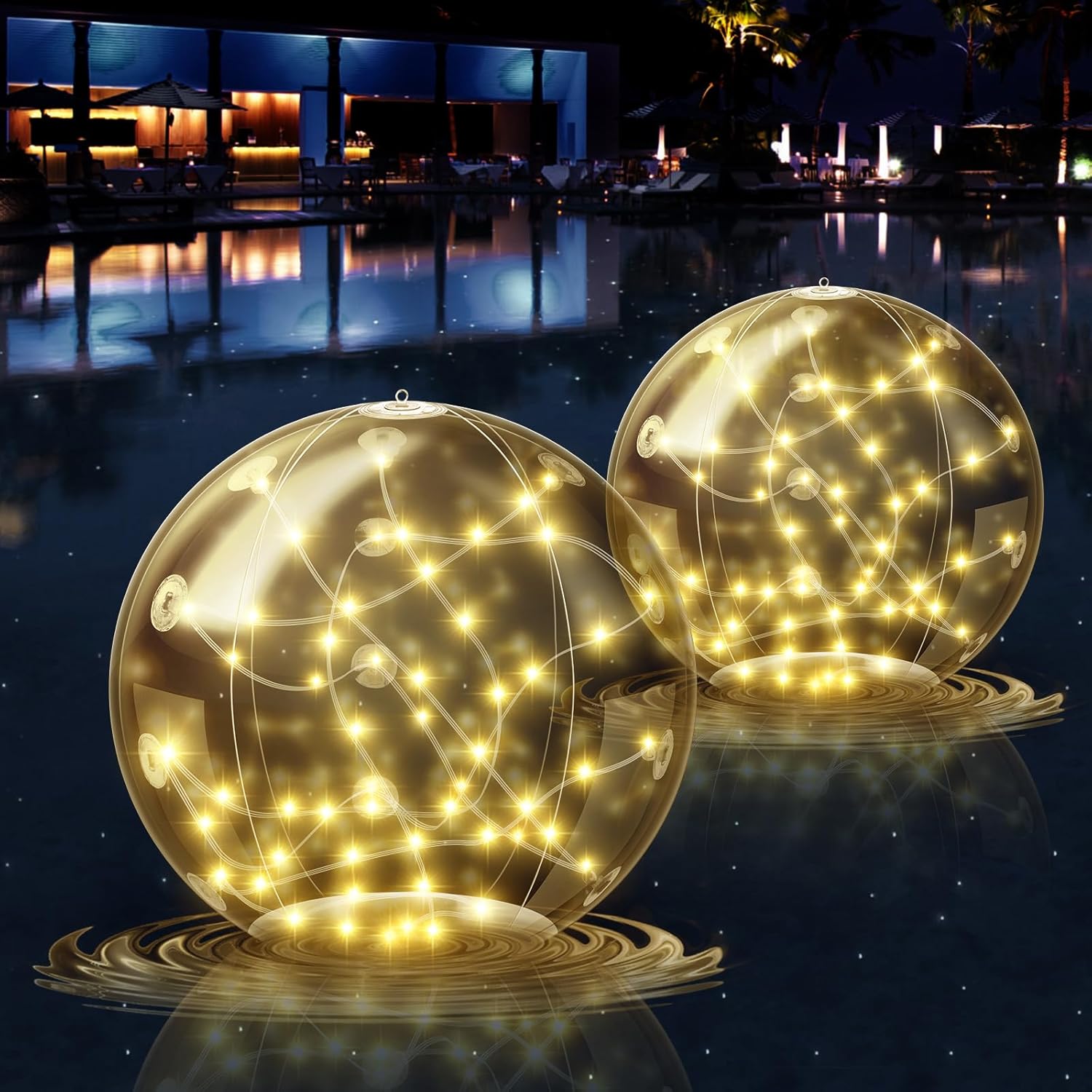 Solar Floating Pool Ball Lights - 14.5in Waterproof LED Decor