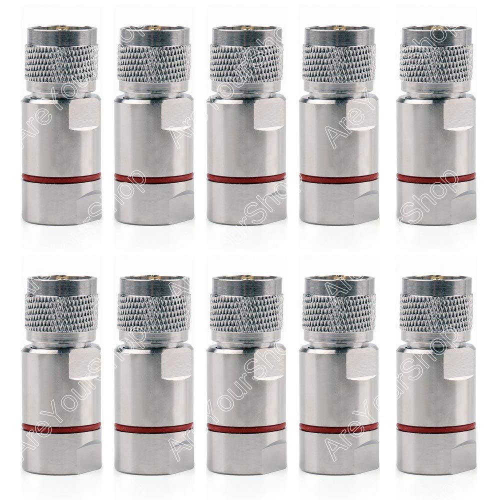 10 Pcs Connector PL259 UHF Male 1/2 in for Corrugated Copper