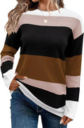 Cute Striped Sweater Crew Neck Pullover for Women (Style L2Z1)