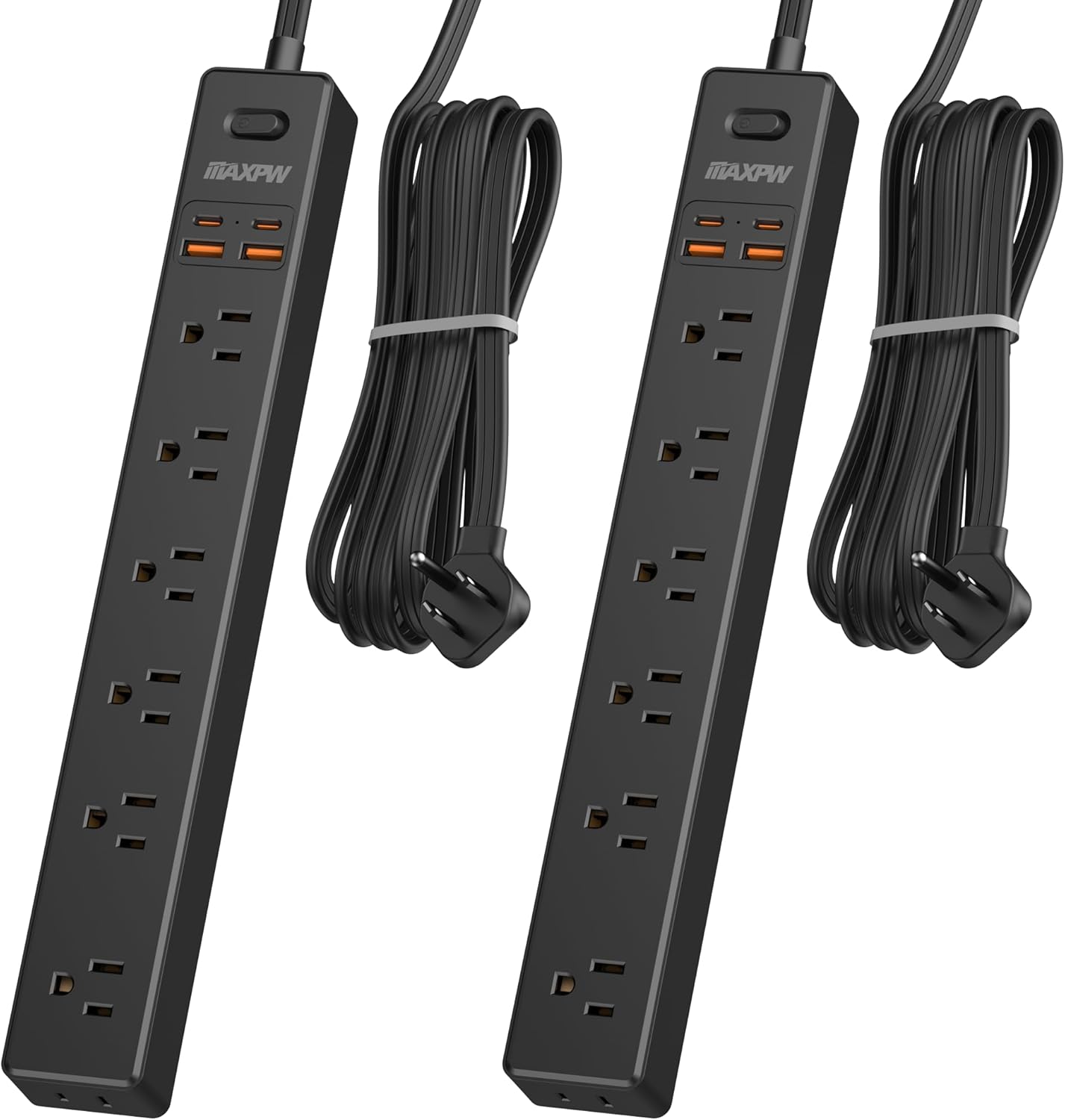 2 Pack Power Strip Surge Protector with 7 Outlets and USB Ports