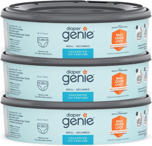 Max Odor Lock: Diaper Genie Bags Refills 270 Ct x3