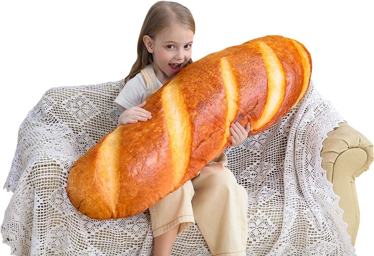 Wepop 40 in 3D Simulation Bread Shape Pillow for Fun Decor