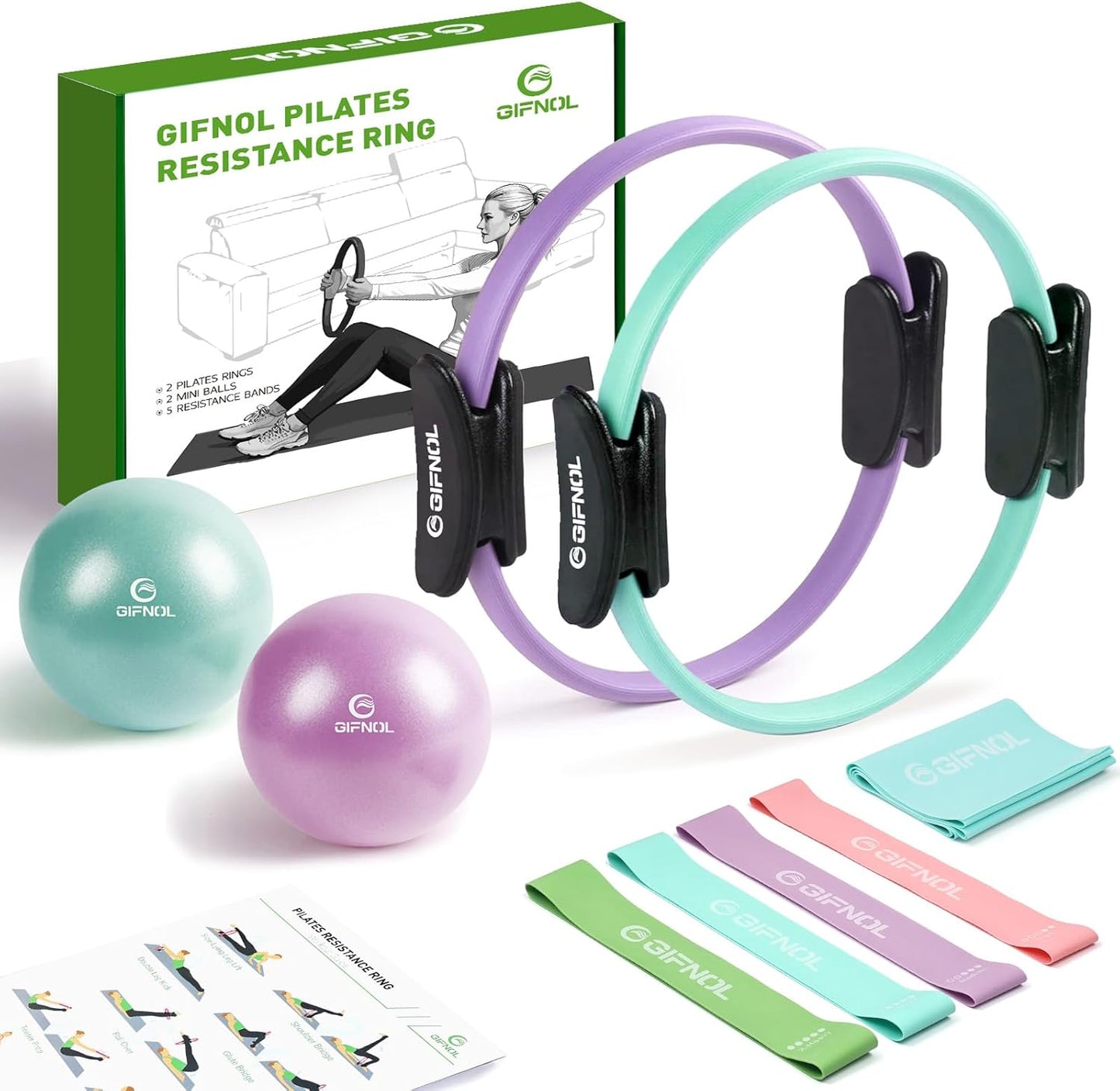 Pilates Ring and Ball Set for Home Workout - Complete Kit