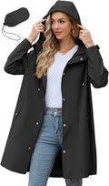 Zando Long Packable Rain Jacket Women Waterproof - Lightweight keeping