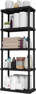 IRIS USA 5-Shelf Light Duty Plastic Storage Shelves - Sturdy Modular
