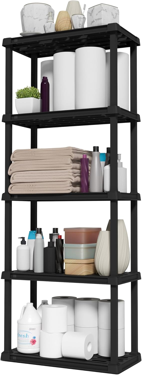 IRIS USA 5-Shelf Light Duty Plastic Storage Shelves for Home
