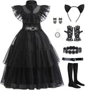 CVNHMG Wednesday Costume Dress for Kids Girls Gothic Style