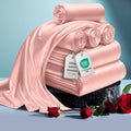 Satin Bed Sheets King Size in Blush Pink - 6 Piece Luxury Set